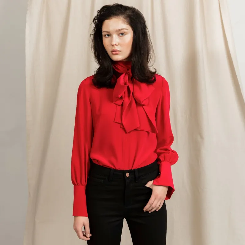 Bow Tie Blouse Cherry Pink sold by Ivalo.com