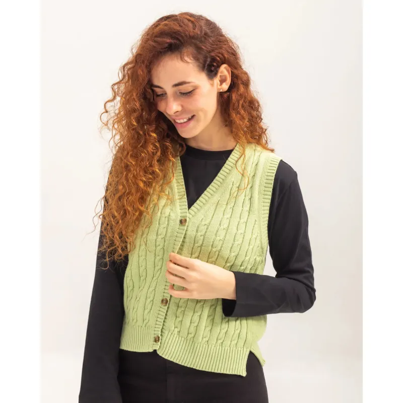Alena Knitted Vest Green/Yellow made by Ivalo.com