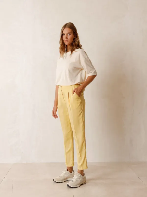 Tailored Pants With Pleats Yellow sold by Ivalo.com