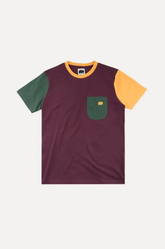 Trendsplant Organic Pocket Color Block T-Shirt Burgundy sold by Ivalo.com
