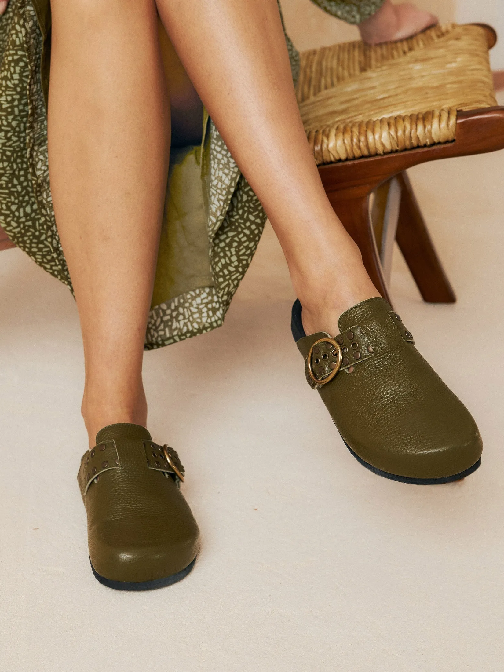 Leather Clog Green sold by Ivalo.com