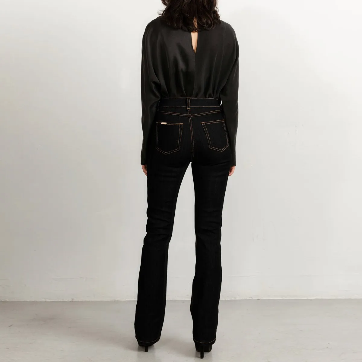 Flared Black Jeans With Tobacco Stitch Long sold by Ivalo.com product image thumbnail 2