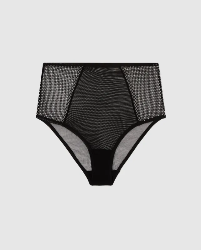 Mesh Highwaist Briefs Black/Silver made by Ivalo.com