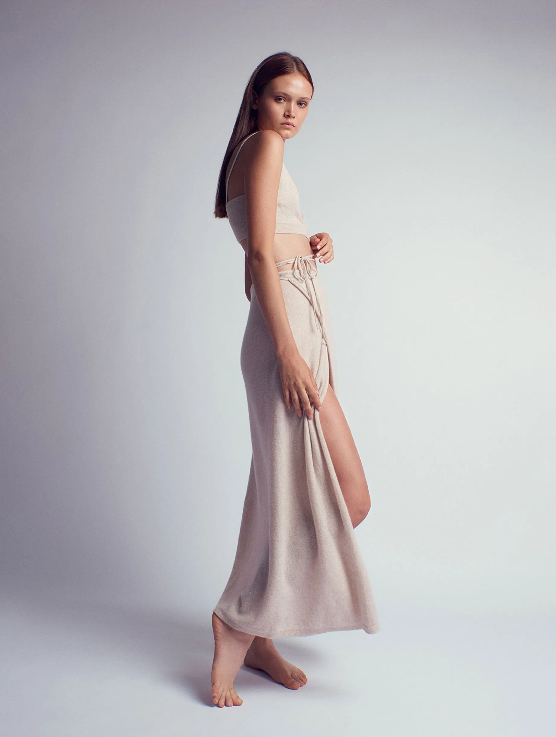 Esmeralda Cashmere Knitted Wrap Skirt Ecru sold by Ivalo.com product image thumbnail 5