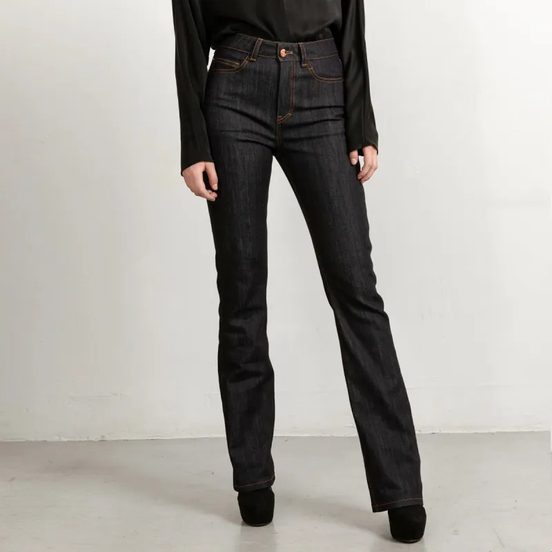 Blue Long Flared Jeans With Tobacco Stitch sold by Ivalo.com