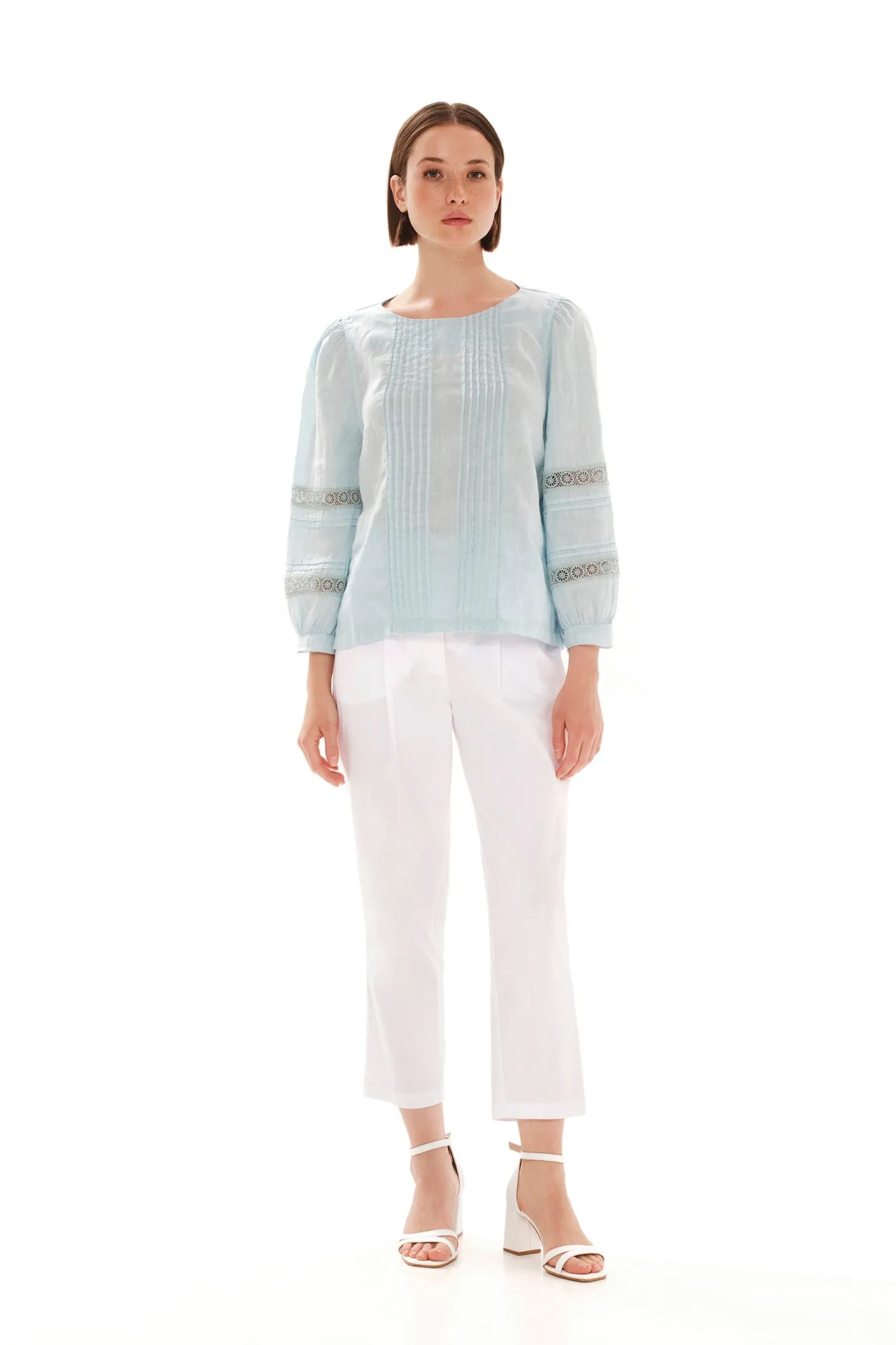 Nervir Lace Insert Linen Blouse sold by Ivalo.com product image thumbnail 2