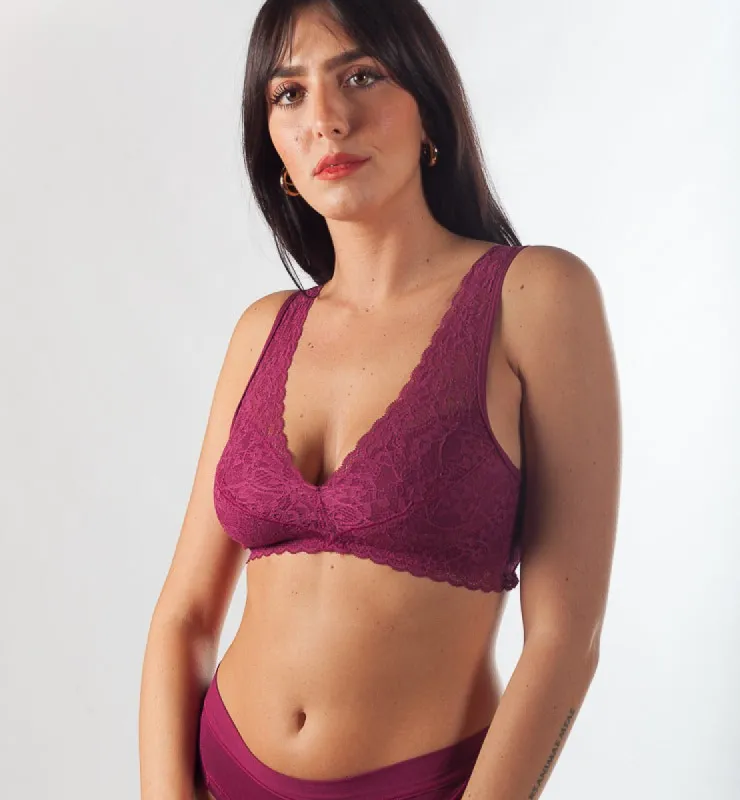 Bralette Bra Natural Fabric Eco Lace Ruby Red - 2 Pack sold by Ivalo.com