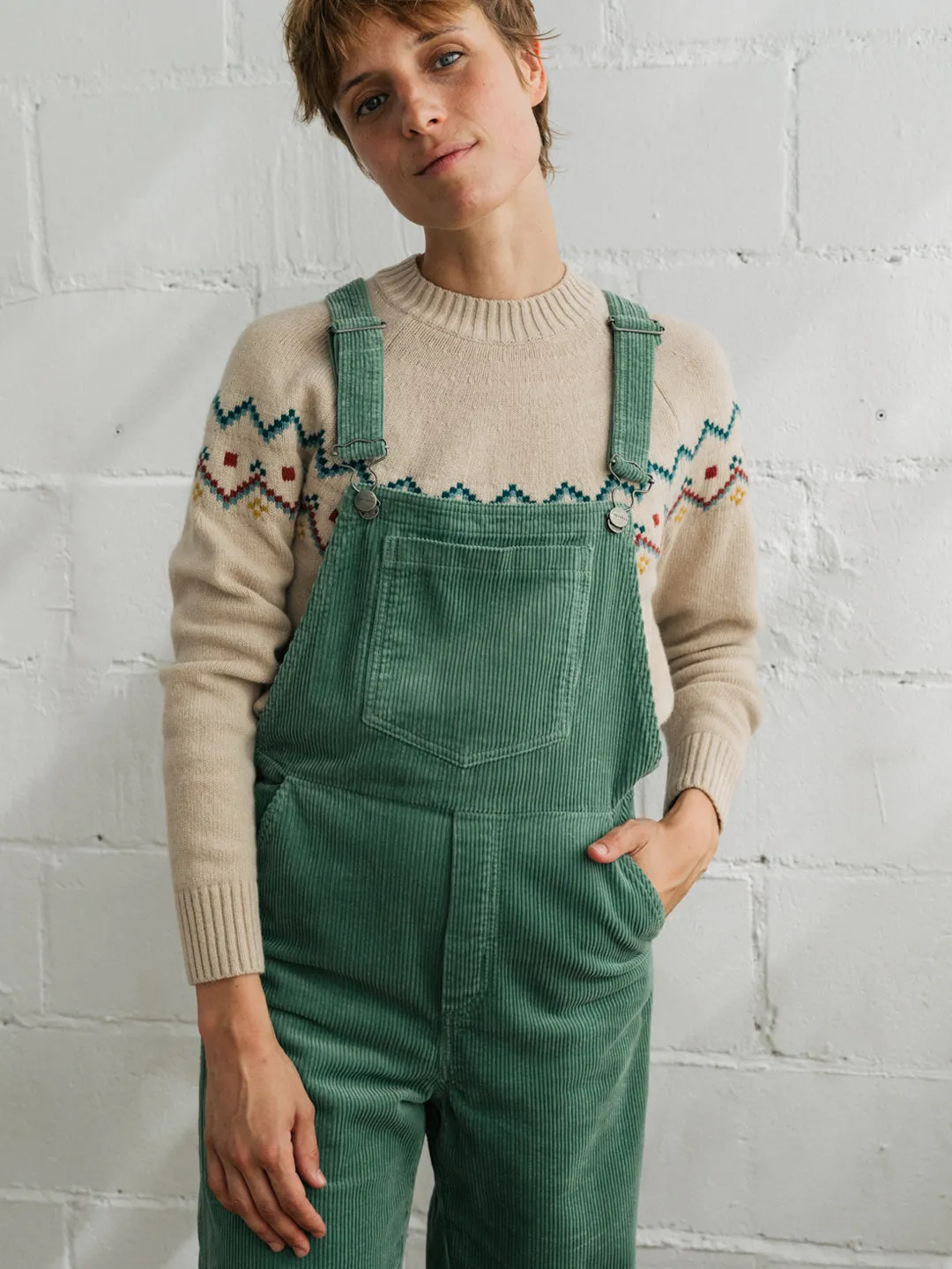 Correa Corduroy Overalls Washed Green sold by Ivalo.com