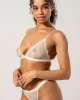 Lace Satin Triangle Bralette Cream White sold by Ivalo.com