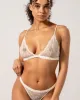 Lace Satin Triangle Bralette Cream White sold by Ivalo.com