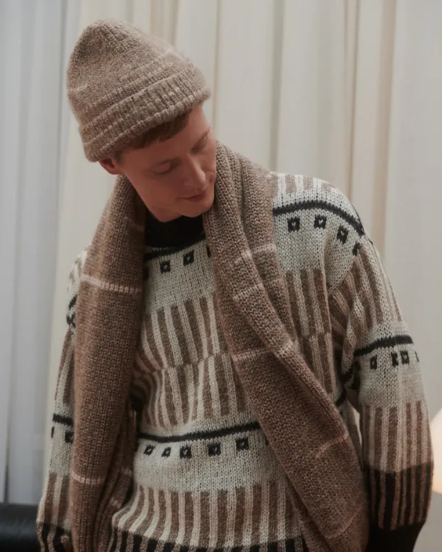 Raštų Alpaca Wool Beanie Buckwheat & Off White sold by Ivalo.com