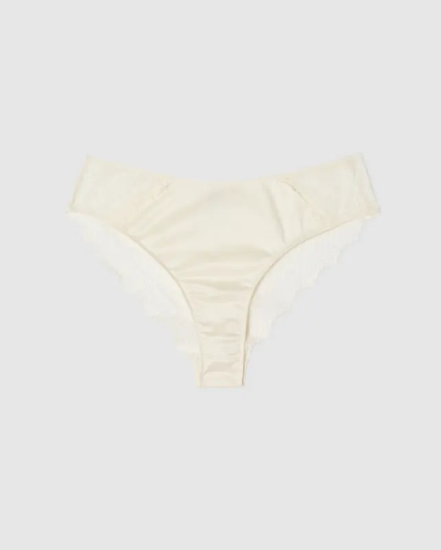 Lace Satin Cheeky Cream White sold by Ivalo.com