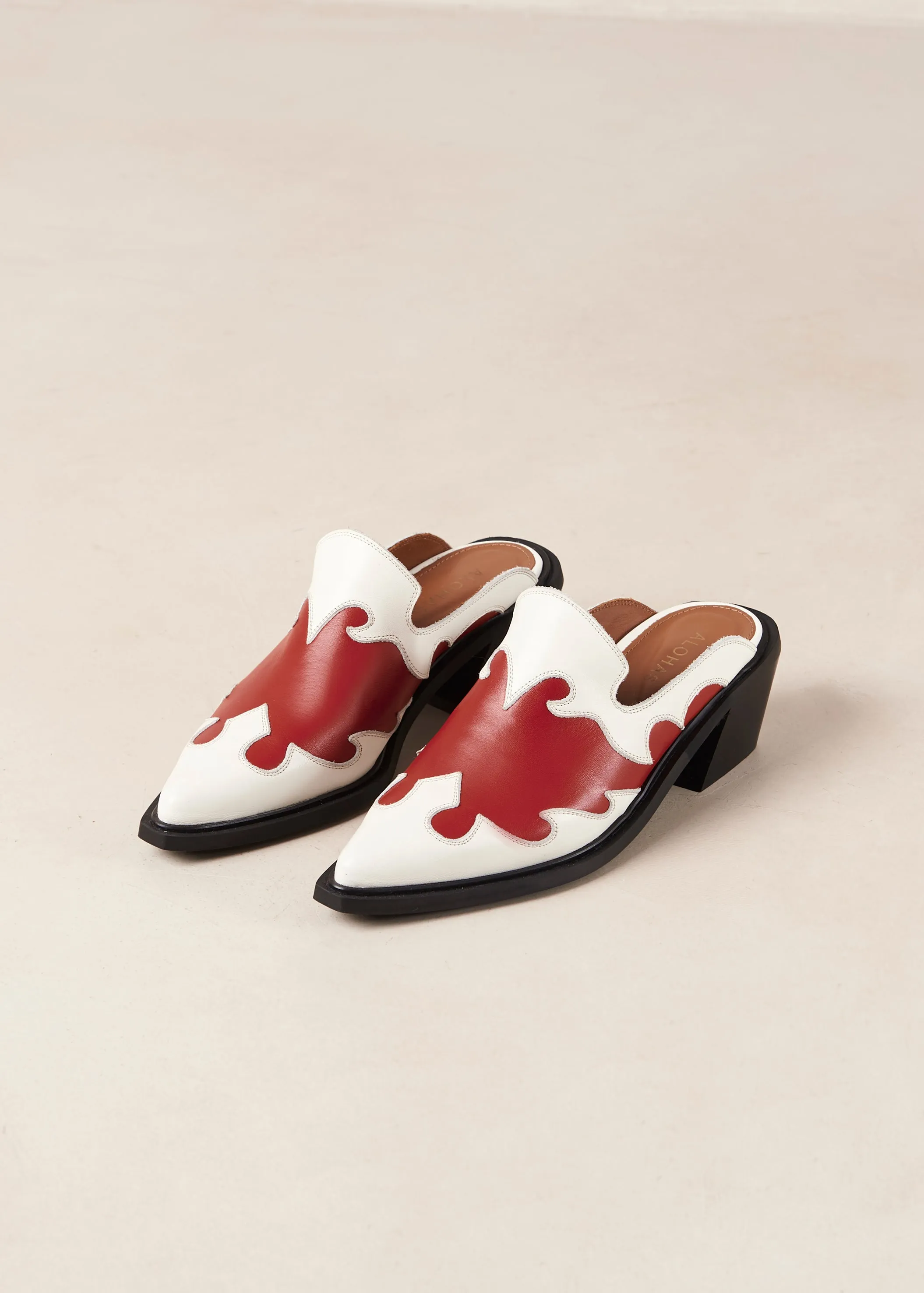 Weston Leather Mules Bicolor Red Cream sold by Ivalo.com