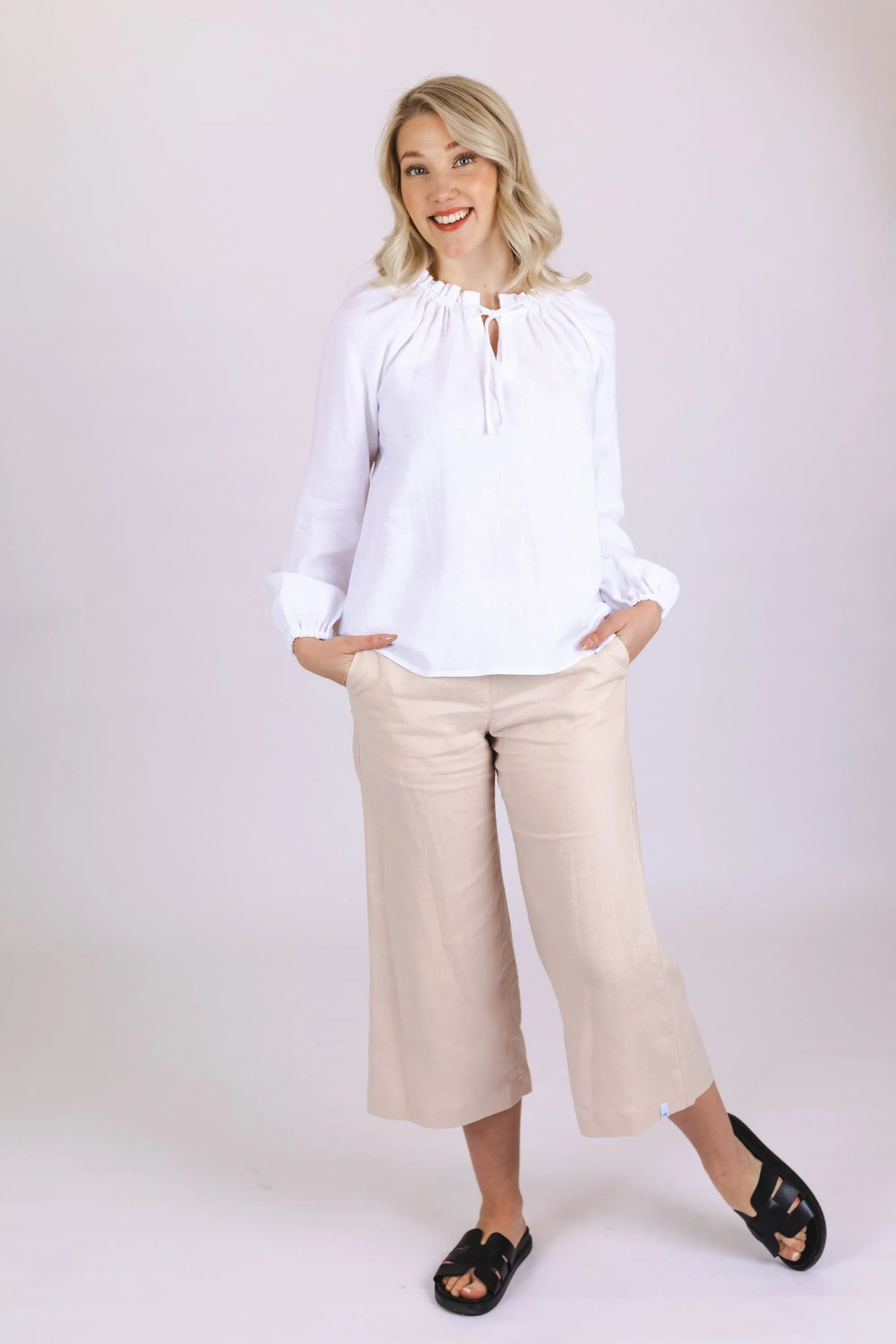 Culottes Linen Trousers Sandshell Beige sold by Ivalo.com