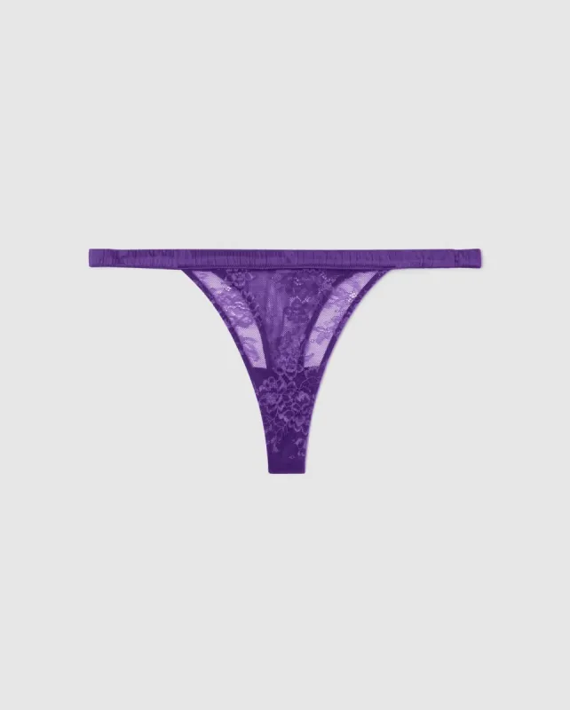 Floral Lace Satin Thong Lilac sold by Ivalo.com