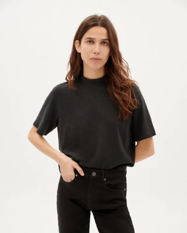 Thick Hemp Aidin T-Shirt Black made by Thinking Mu