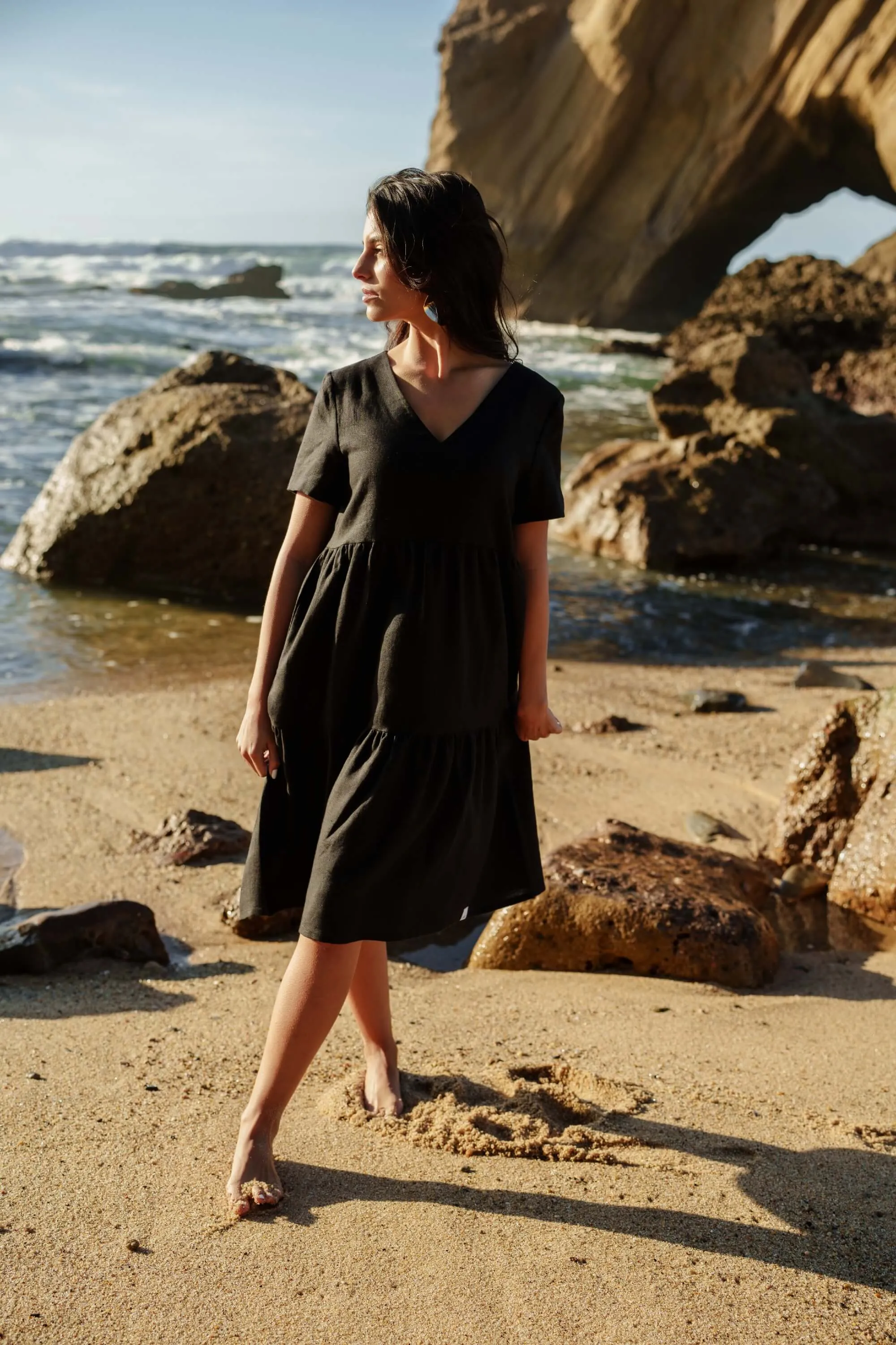 Linen Layer Dress Black sold by Ivalo.com
