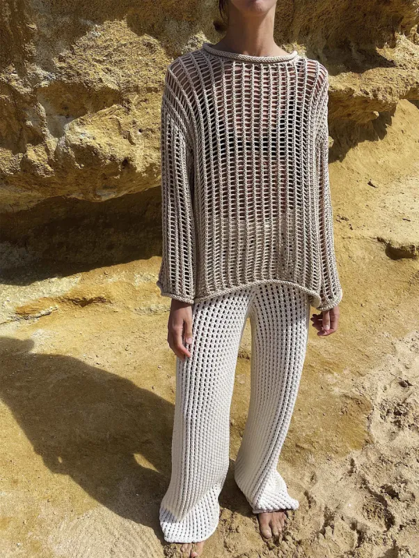 Leila Open-knit Sweater Beige sold by Ivalo.com