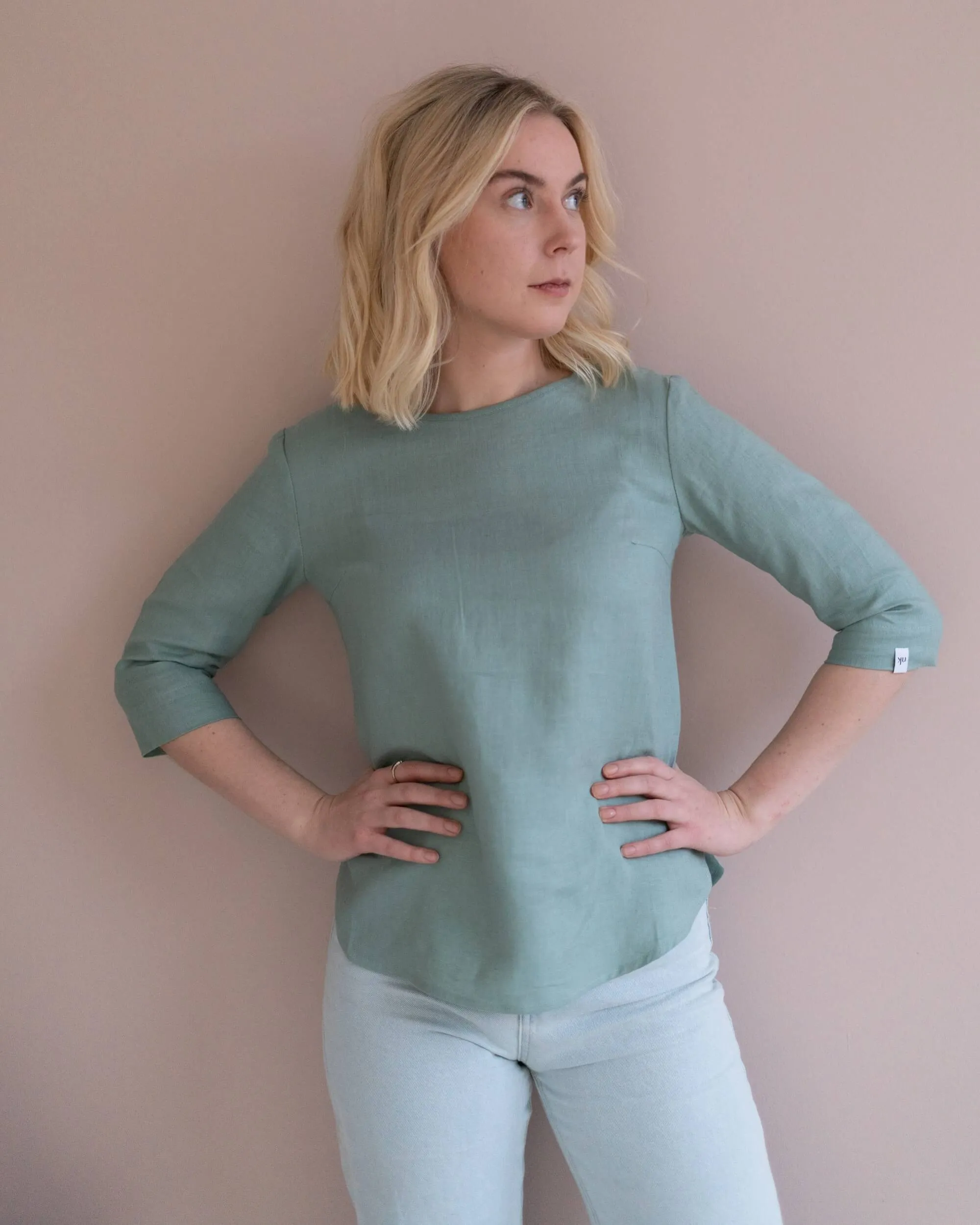 Classic Linen Blouse Desert Sage Green sold by Ivalo.com