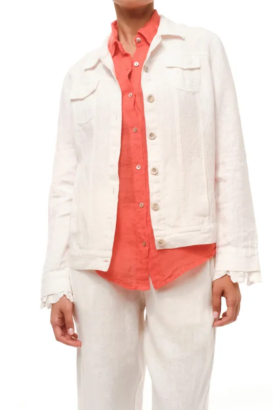 Flap Pocket Linen Jacket White sold by Ivalo.com