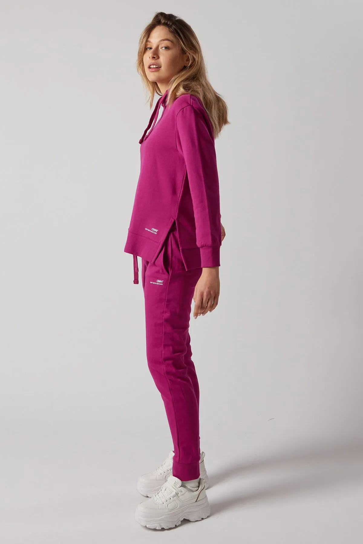 Women's Sweatsuit Set With Slits Fuchsia sold by Ivalo.com product image thumbnail 2