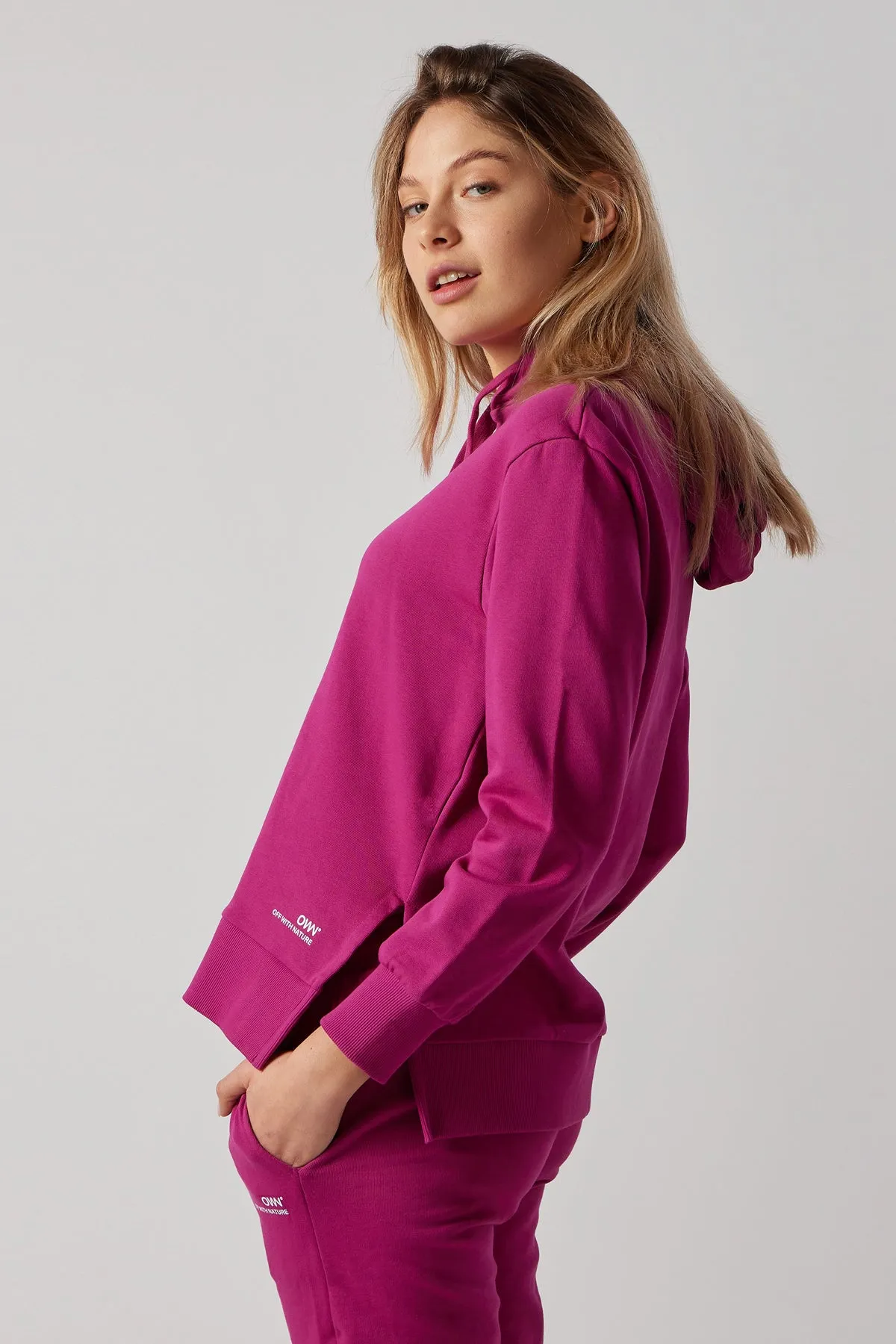 Women's Sweatsuit Set With Slits Fuchsia sold by Ivalo.com product image thumbnail 3