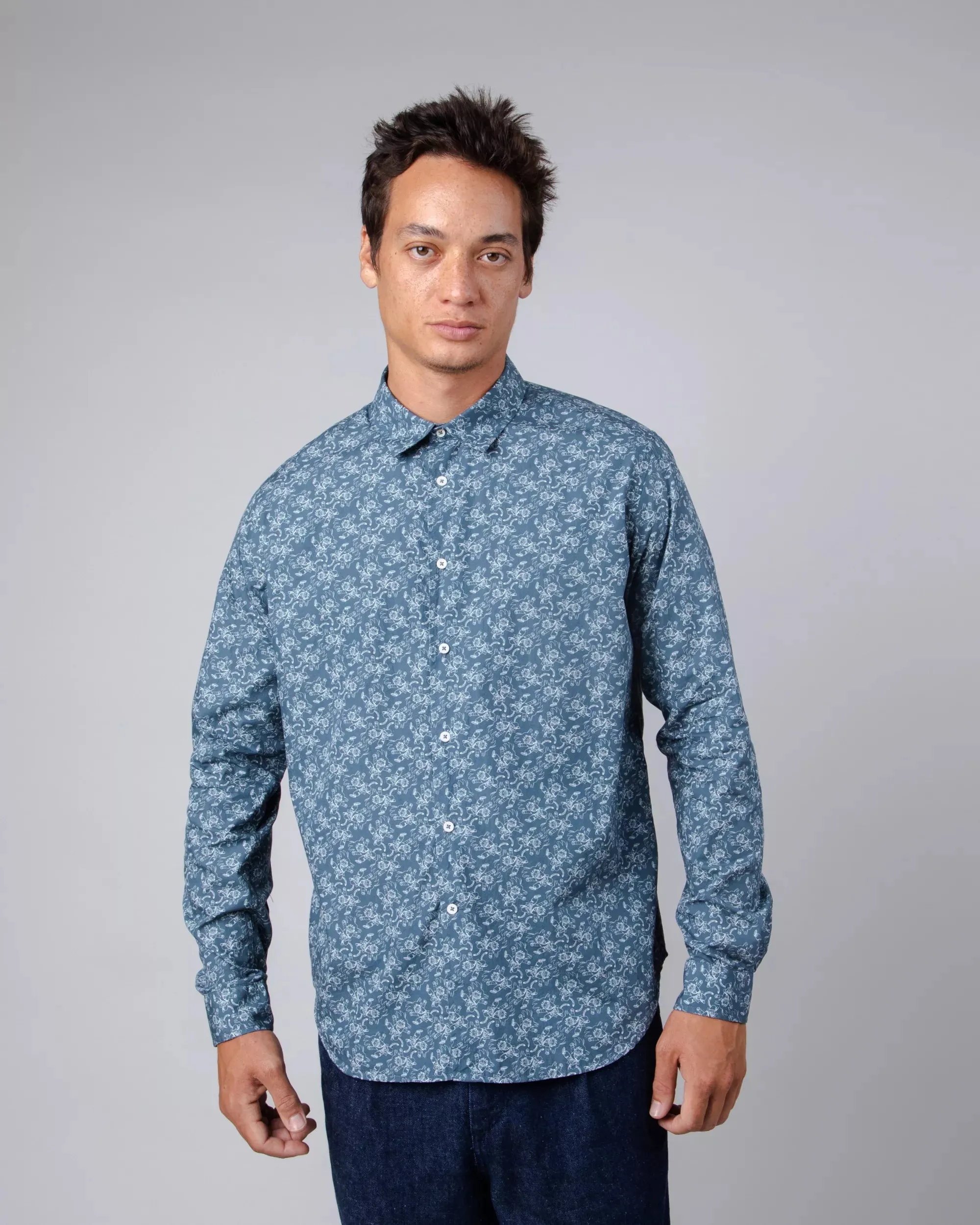 Dragon Ball Goku Men's Button-up Shirt Navy Blue sold by Ivalo.com