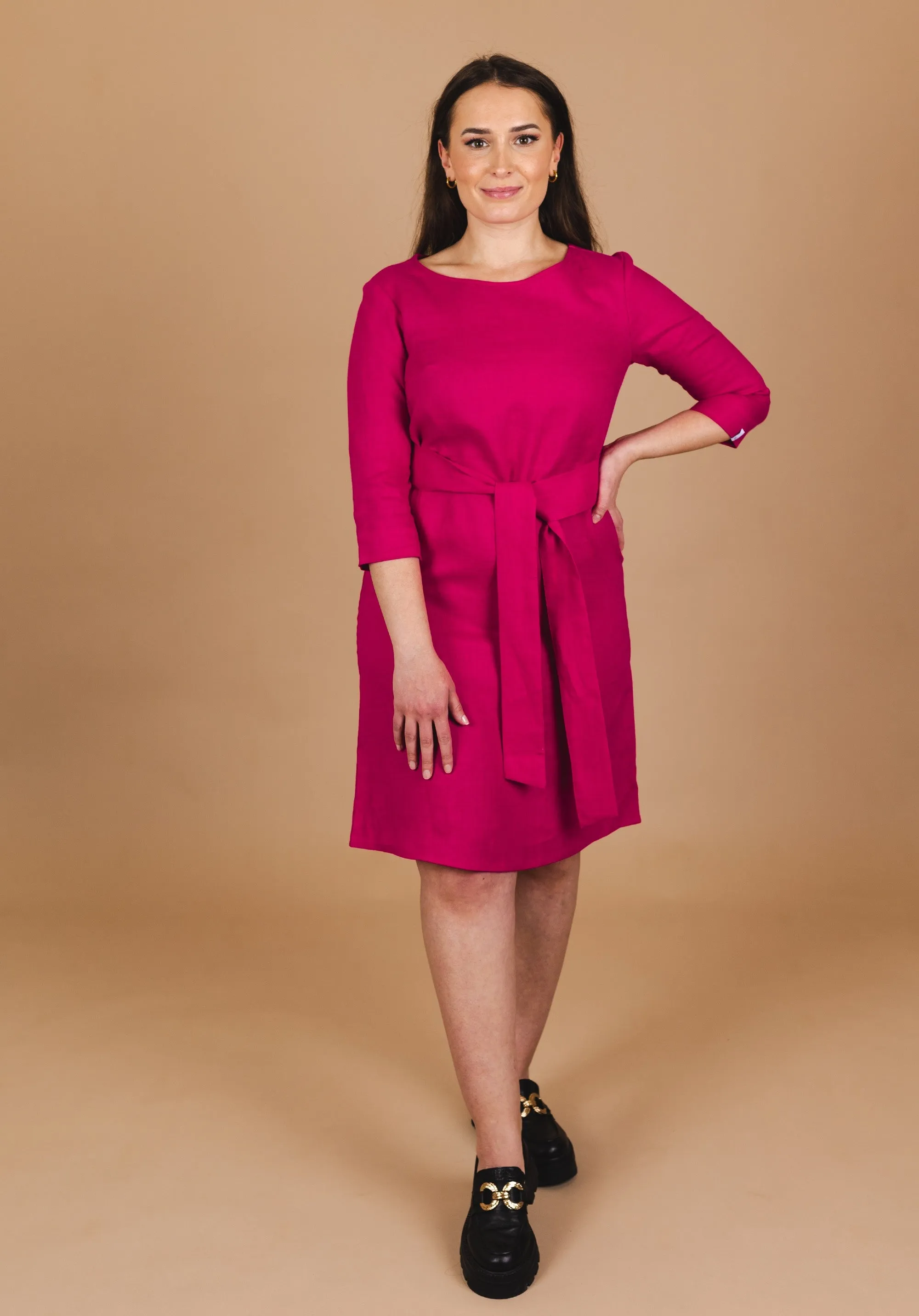 Classic Linen Dress Peacock Pink sold by Ivalo.com