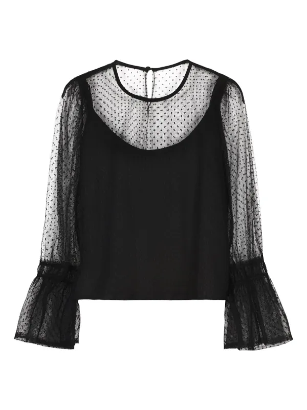 Mesh Dot Blouse Black sold by Ivalo.com