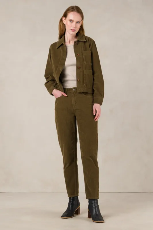 Caroline Corduroy Cropped Pants Moss Green sold by Ivalo.com