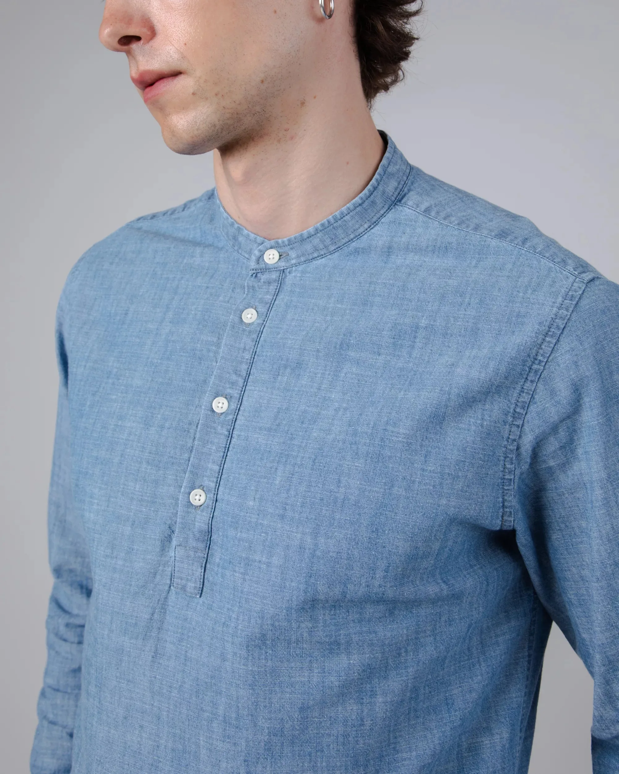 Henley Men's Denim Shirt Indigo Blue sold by Ivalo.com product image thumbnail 4