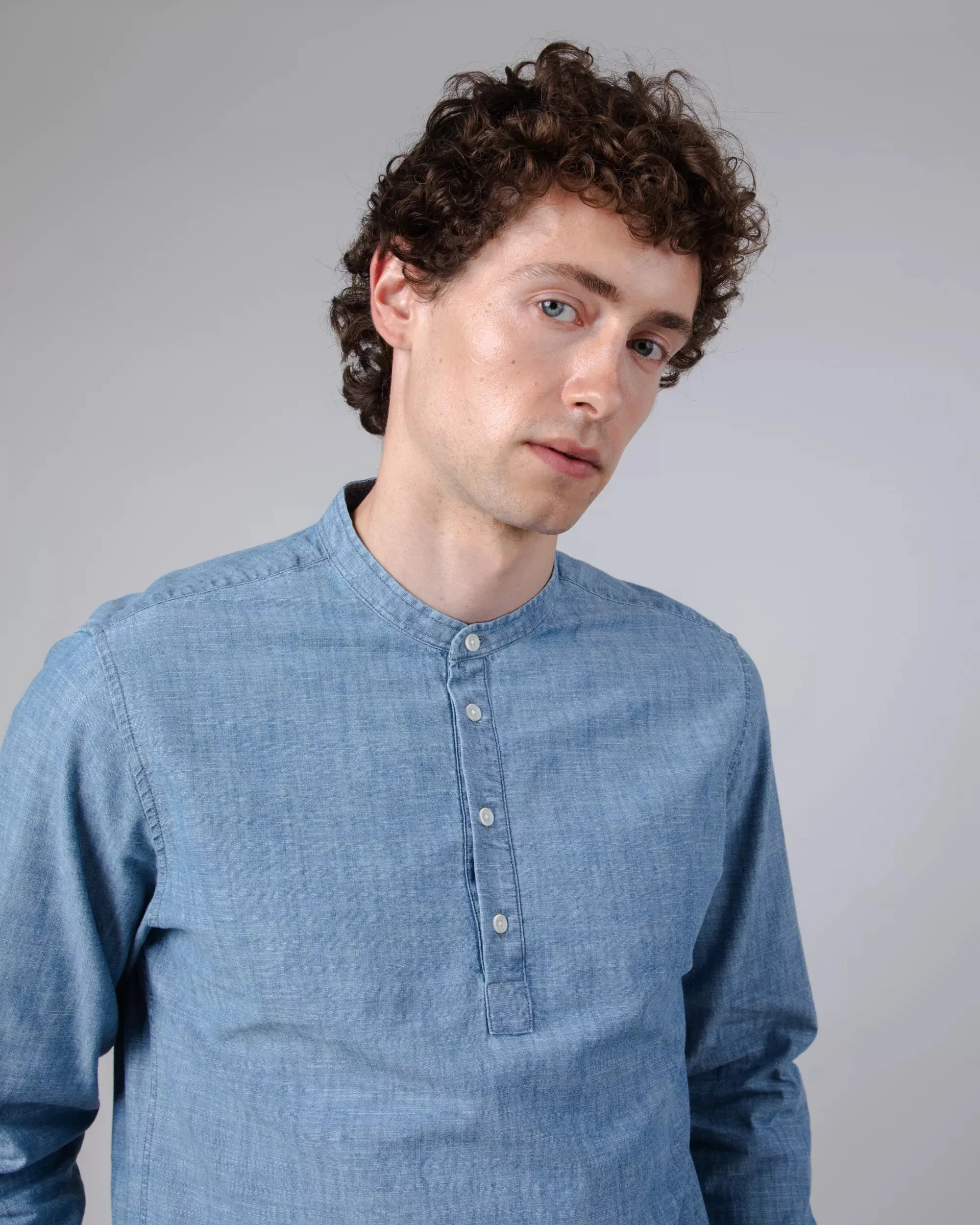 Henley Men's Denim Shirt Indigo Blue sold by Ivalo.com product image thumbnail 2