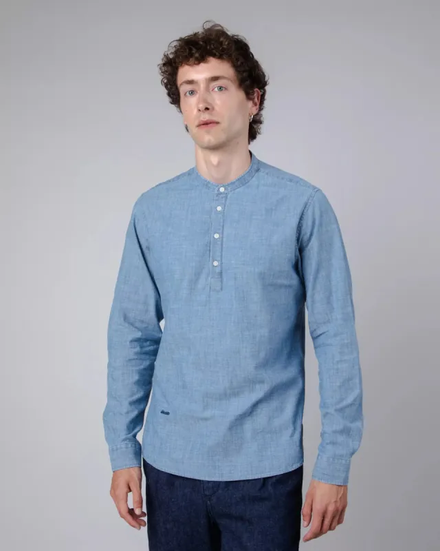 Henley Men's Denim Shirt Indigo Blue sold by Ivalo.com