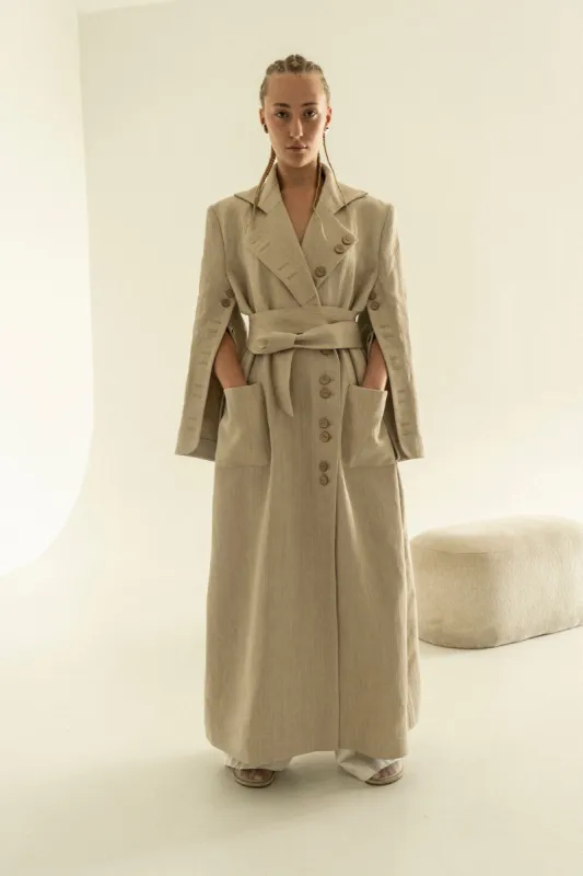 Khmelnytske Shosse Linen Hemp Trench Coat Beige sold by Ivalo.com