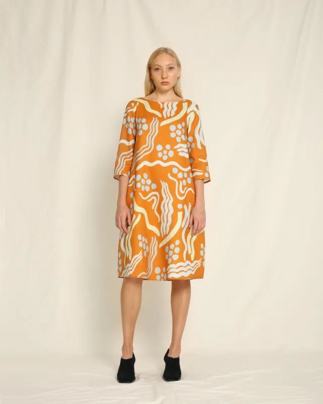 Finch Dress Pepita Terracotta sold by Ivalo.com