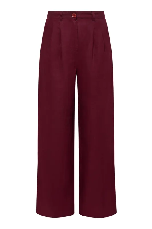 Lion Linen Trousers Berry Red sold by Ivalo.com