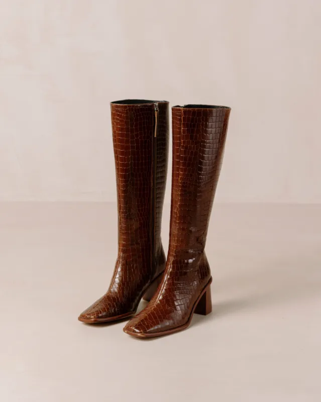 East Alli Leather Boots Brown Croco sold by Ivalo.com