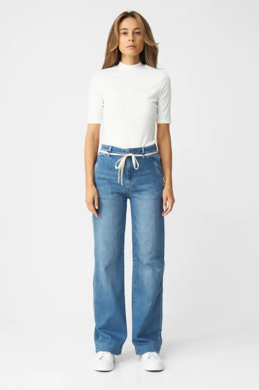 Dew Flared Soft Jeans French Pocket Medium Blue sold by Ivalo.com