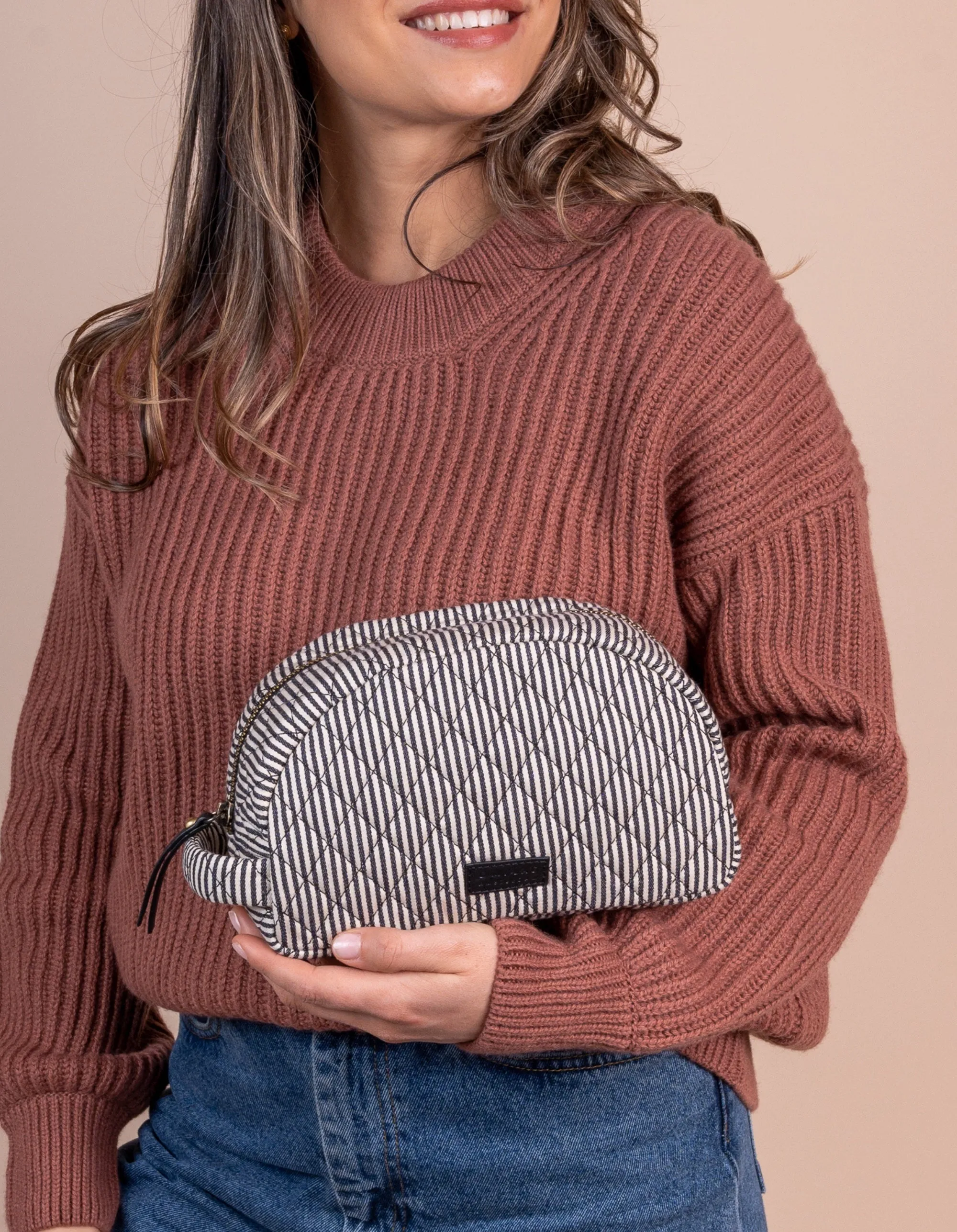 Moon Makeup Bag Cotton Black Classic Leather sold by Ivalo.com