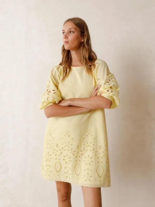 Embroidered Cutout Dress Yellow sold by Ivalo.com