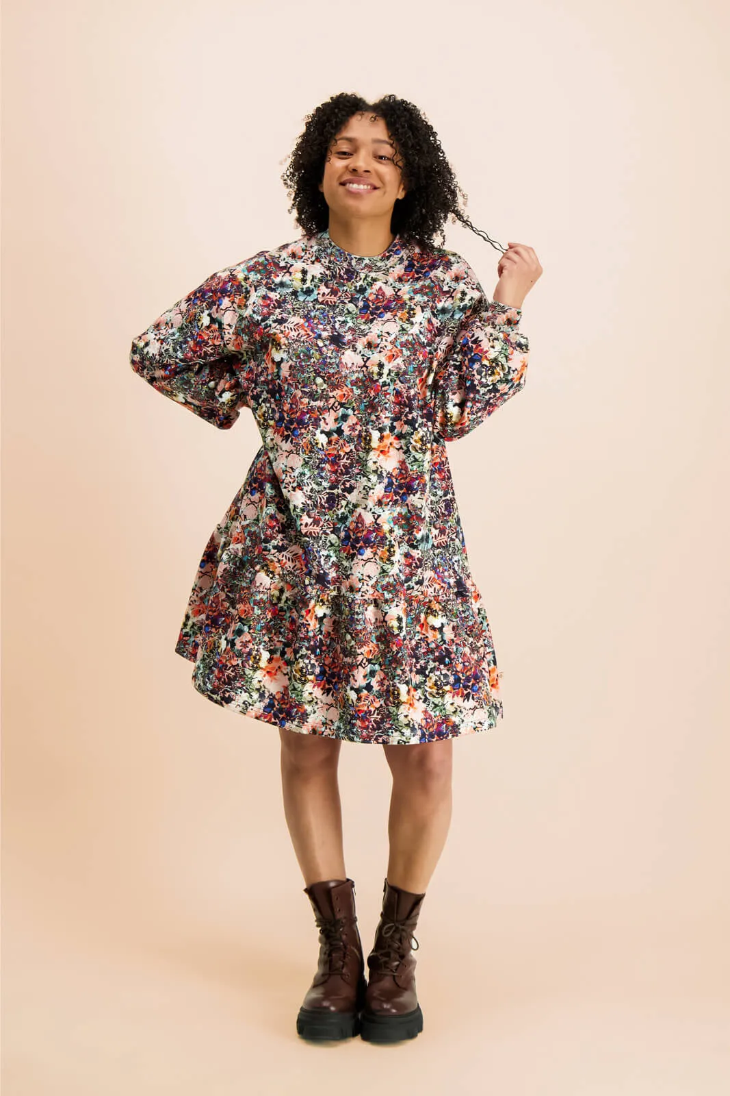 Ruffle Sweatshirt Dress Blooming Forest sold by Ivalo.com