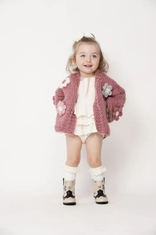 Kids' Petit Handmade Flower Sweater Dark Pink sold by Ivalo.com