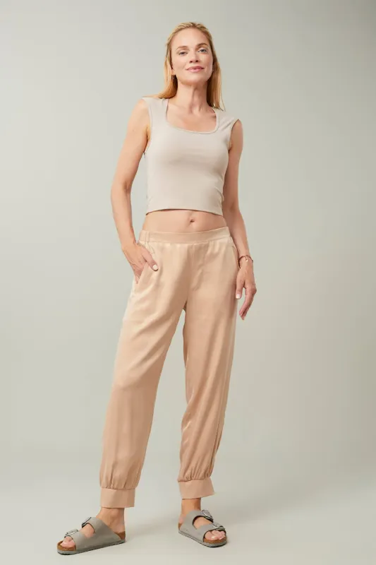 Vegan Silk Pants Gold sold by Ivalo.com