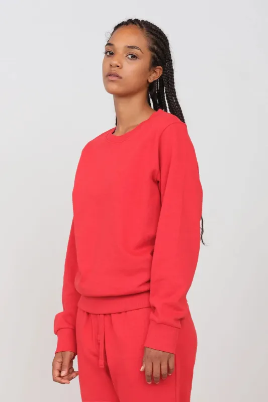 Women's Gauzed Crewneck Sweatshirt Red sold by Ivalo.com