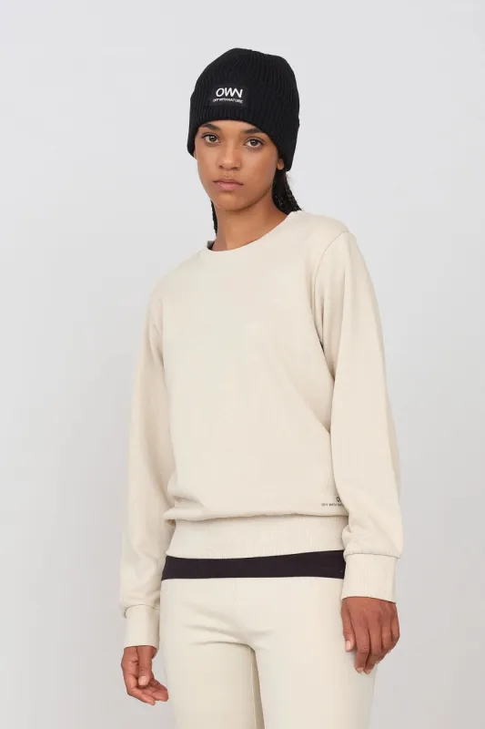 Women's Gauzed Crewneck Sweatshirt Ecru sold by Ivalo.com
