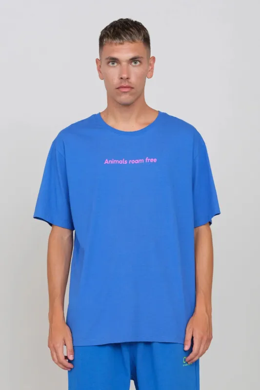 Printed Crewneck T-Shirt Cobalt Blue sold by Ivalo.com