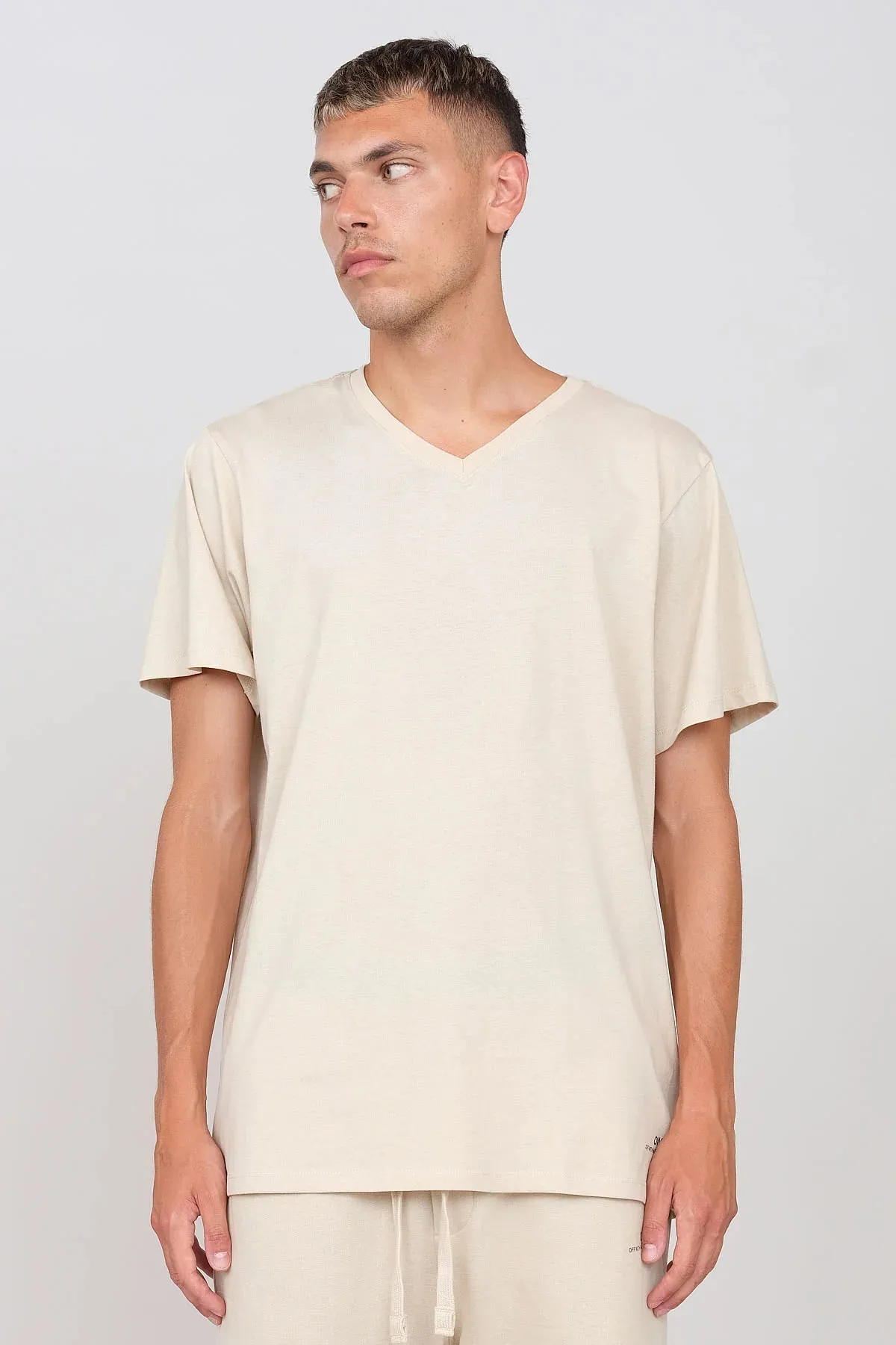 Men's V-Neck T-Shirt Ecru sold by Ivalo.com product image thumbnail 2