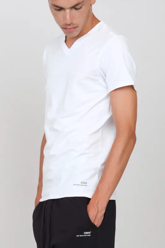 Stretch Jersey V-Neck T-Shirt White sold by Ivalo.com