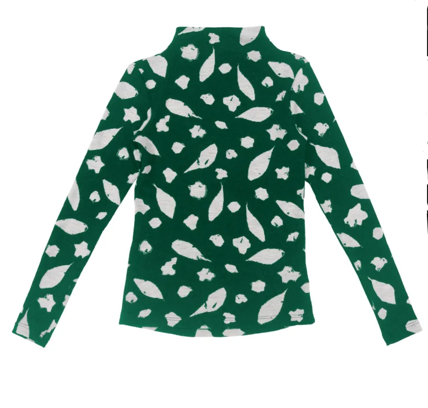 Iisi Wool Turtleneck Top Alpine Rose Green/White sold by Ivalo.com