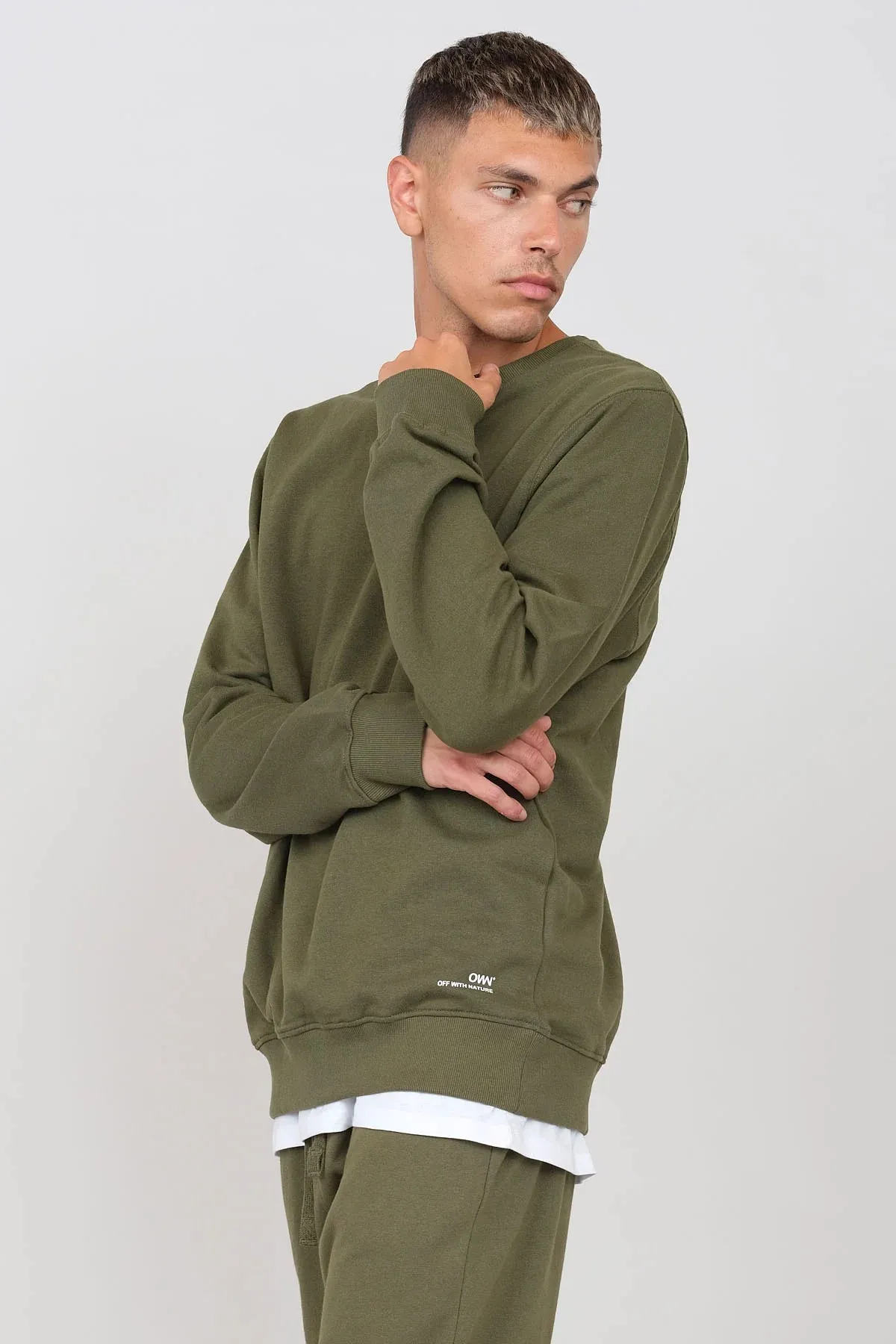 Men's Crewneck Sweatshirt Military Green sold by Ivalo.com